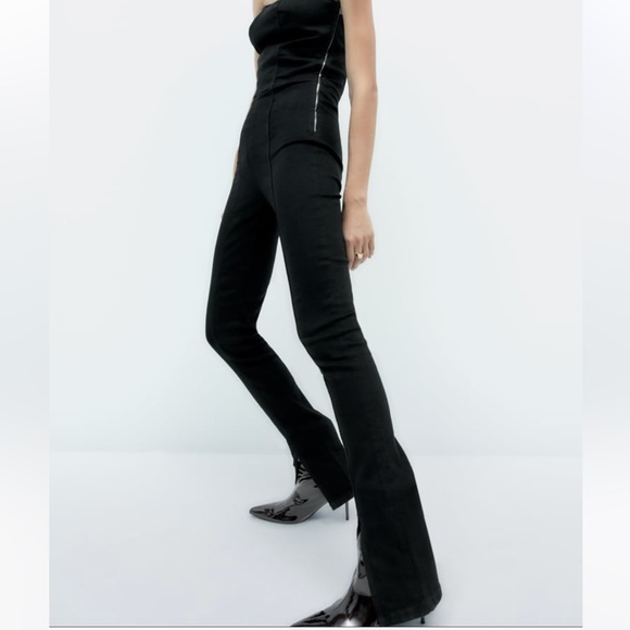 Zara DENIM TRF JUMPSUIT BLACK NWT - Picture 4 of 8